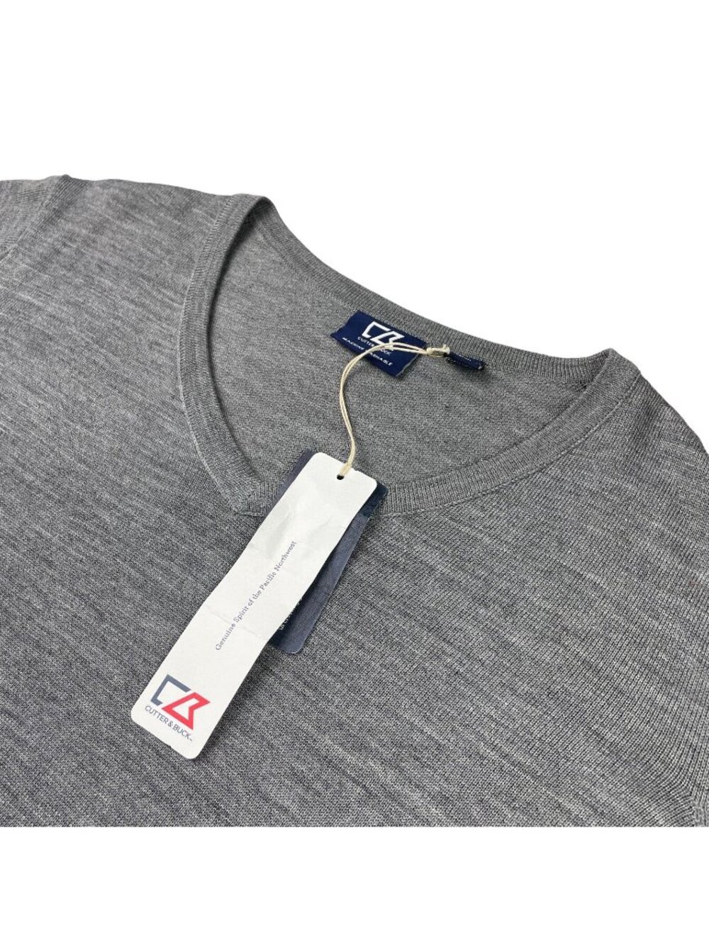 NEW Cutter & Buck Men's Wool/Acrylic V-Neck Pullover Golf Sweater Gray • 3XL